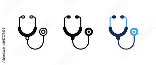 фотографія Medical stethoscope icon, Doctor diagnostic tool symbol, Hospital checkup appara