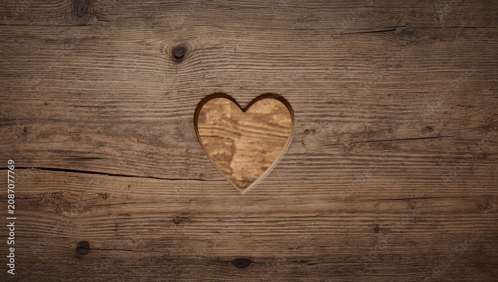 Fototapeta premium rustic wood with heart-shaped opening