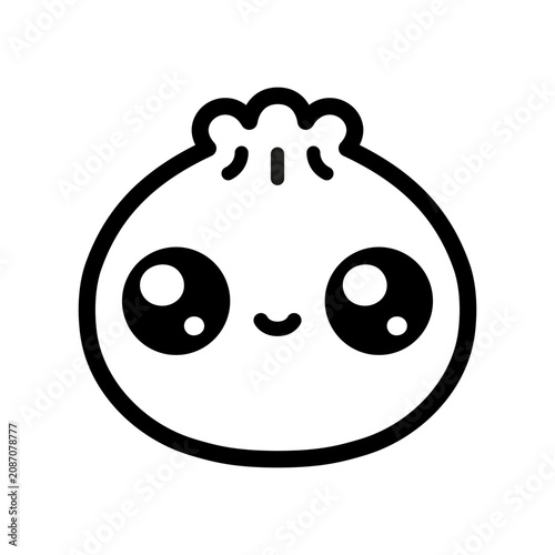 Vector cute line dumpling with a face icon, illustration. Coloring book illustration