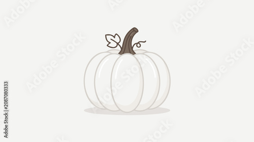 Elegant white pumpkin illustration for autumn decor and seasonal designs