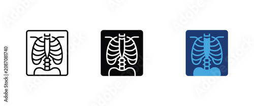 Foto Medical x-ray icon, Human rib cage skeleton symbol, Hospital radiology diagnosti