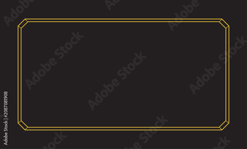 Contemporary gold beveled edge frame on dark background with contemporary rectangle template