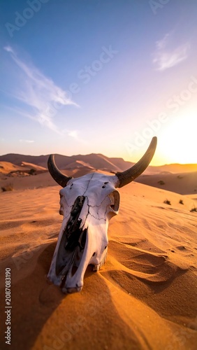 Skull in Desert Sand.