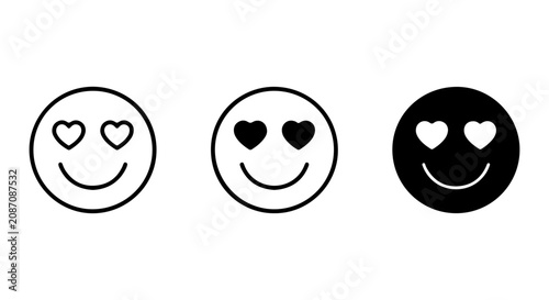 Canvas Print Love Heart Eyes Emoji Icons, Vector Set