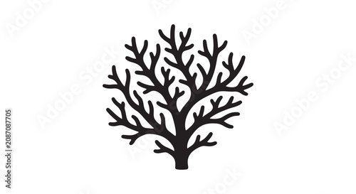 Quadro su tela Coral Branch Silhouette Against A White Background