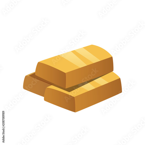 Картината върху платно A shiny gold bar illustrated in a clean flat vector style with bold colors and simple geometric shapes