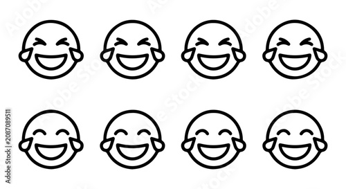 Slika na platnu Laughing Face Icons, Tears of Joy Emoji Set, Joyful Expression Vector Graphics,