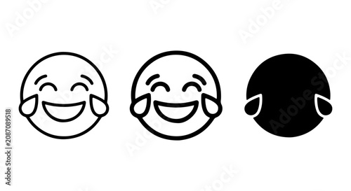 Cuadro en lienzo Laughing Face Emoji Icons, Joyful Expression Vector Set, Tears of Joy Emoticon C