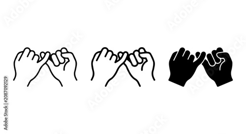 Canvastavla Pinky Swear Promise Icons, Friendship Gesture Vector Set, Trust and Agreement Sy