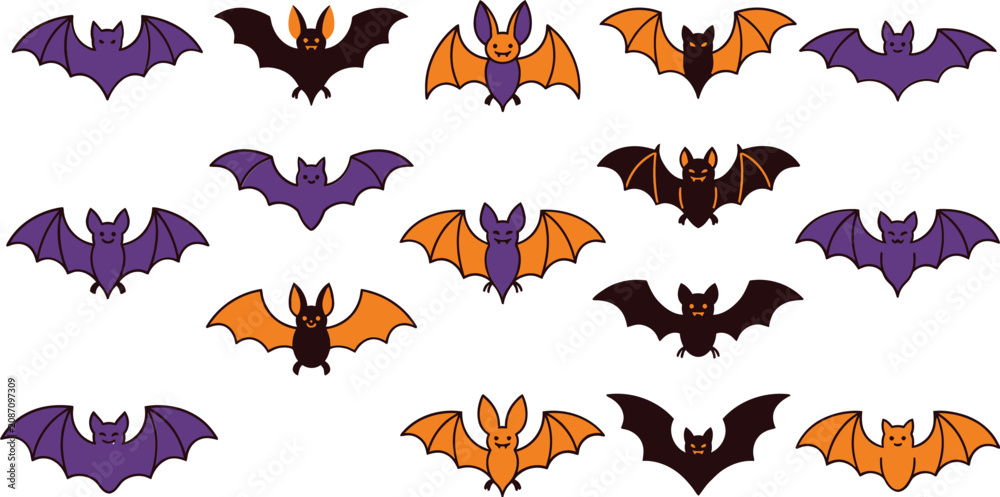 Obraz premium Cartoon bat collection halloween graphics for party supplies and seasonal decorations