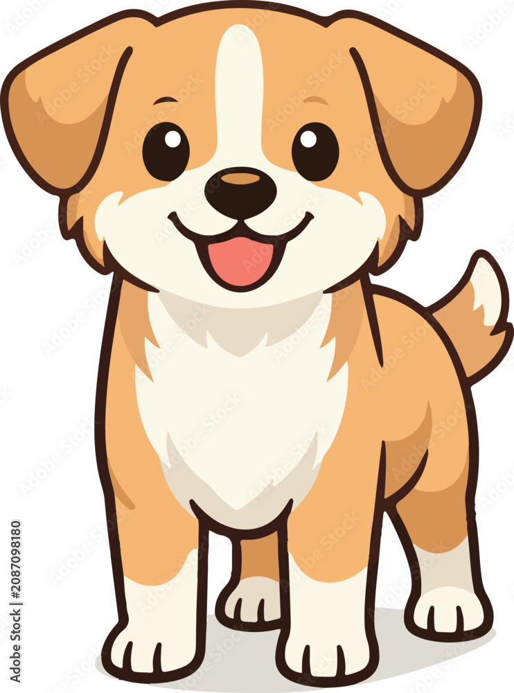 Fototapeta premium Cute Happy Puppy Cartoon Vector Illustration 