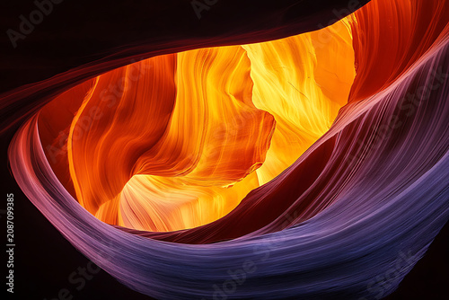 Vibrant Antelope Canyon Sandstone Rock Formations Illuminated by Golden Sunlight and Natural Patterns.