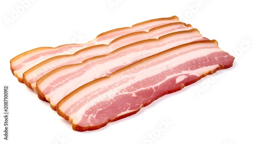 Sliced bacon isolated.