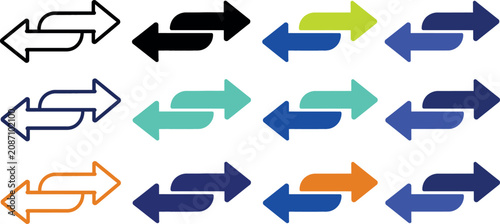 Valokuva Set of colorful bidirectional arrow icons for web design and navigation interface elements