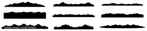 Foto Ground silhouette borders set with grass and uneven terrain for landscape design