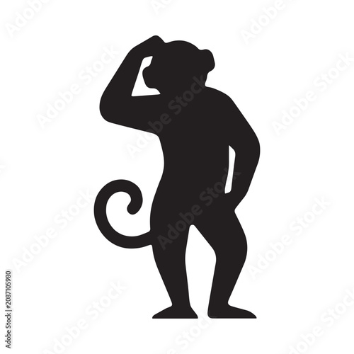 Photography Monkey Silhouette Against A White Background Simple Black Form