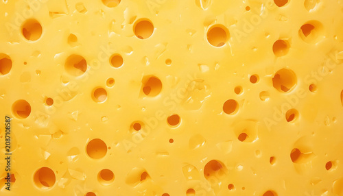 Swiss cheese texture with holes close up shot