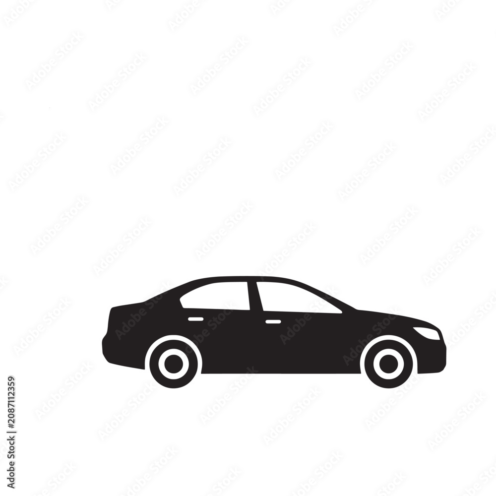 Fototapeta premium Sedan Car Silhouette On White Background Minimalist Automotive Design