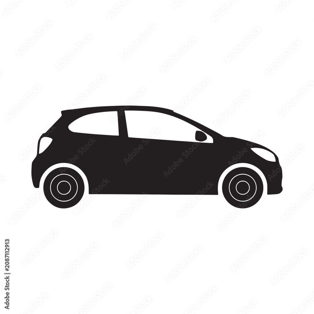 Fototapeta premium Compact car silhouette against a white background simple monochrome design