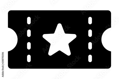 Dark Grey Cinema Admission Ticket Stub Template with Star Center isolated on transparent background ticket coupon voucher cinema pass