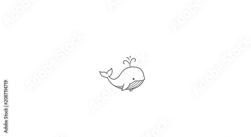 Φωτογραφία Cute cartoon whale spouting water on a white background.