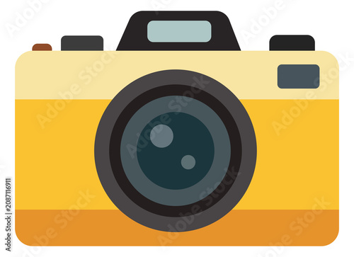 Retro photo camera flat illustration. Vintage photography camera icon