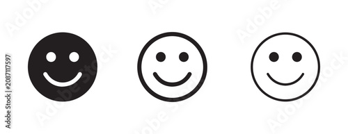  smiley face icons in different styles on white background