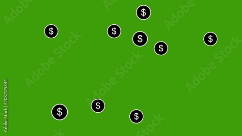 Bubbles dollar icon isolated green background. 4K footage financial bussiness
