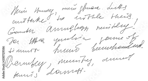 Handwritten vintage old text in cursive style on transpatent background. Romantic letter or poetry