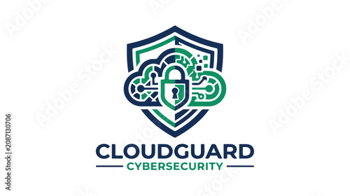 CloudGuard Cybersecurity Logo Design with Shield and Lock Symbol.