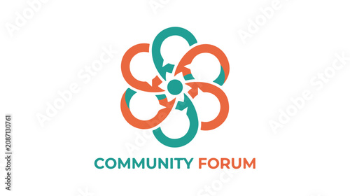 Community Forum abstract circular logo with connecting arrow shapes.