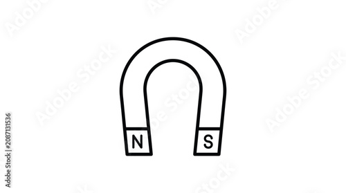 Foto Horseshoe magnet with north and south poles linear silhouette polarity magnetic