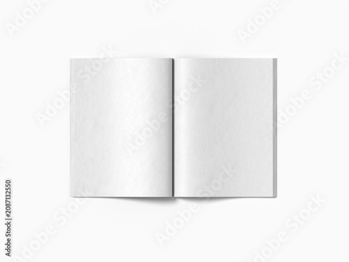 Принти на полотні Blank Open Magazine Mockup Flat Overhead View on White Background