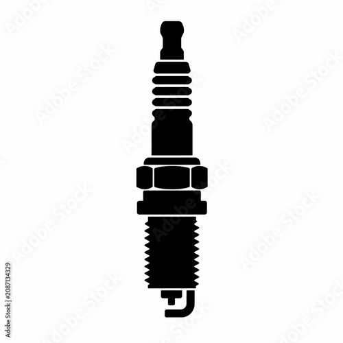 Automotive Spark Plug Silhouette Isolated on White Background