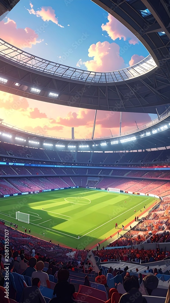 Naklejka premium Soccer Stadium Evening.