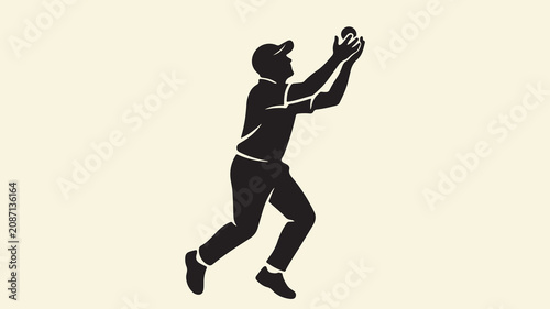 Canvas Print Cricket player catches ball vector illustration