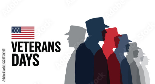 Tableau sur toile Celebrating Veterans Days with Patriotic Silhouettes and American Flag