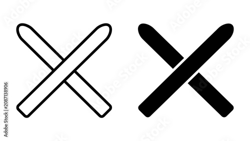 Obraz na plátně Cross Symbol, No Symbol: Two stylized 'X' marks, one outlined and one solid black, represent a clear indication of negation, cancellation, or a wrong answer