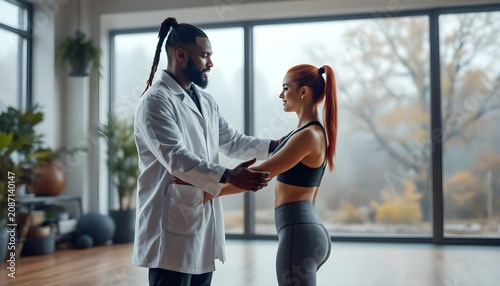 A physical therapist helping an athlete recover from an injury