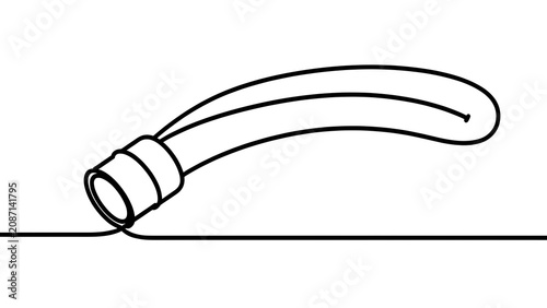 Curved tube illustration on white background.