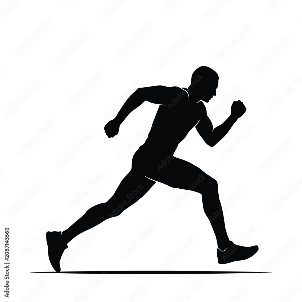 Obraz premium Running man silhouette against a white background dynamic human form