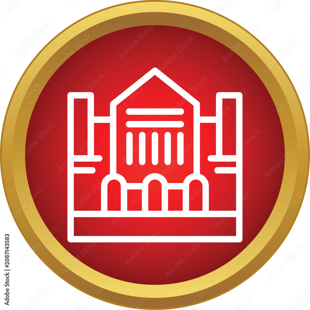 Obraz premium Outline icon representing a courthouse, museum, library, or historic building in a red circle