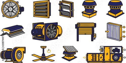 Foto Industrial HVAC Isometric Icon Set