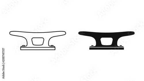 Photos Cleat Icons: A pair of nautical cleat icons, one outlined and one silhouetted, represent a common marine hardware essential for securing vessels