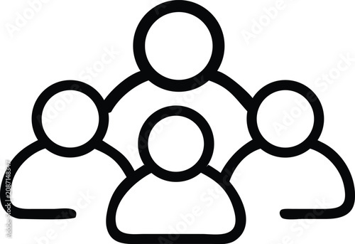 Group of people icon set, black and white, community symbol