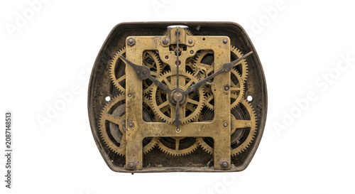 Fotografía Intricate brass clockwork mechanism with visible gears and hands