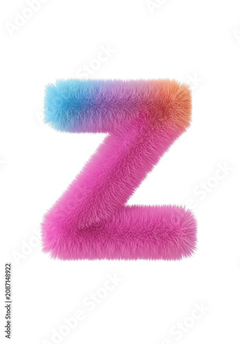 Bright pink glitter letter z with colorful sparkles and shine