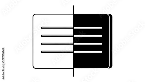 Fotografie Contrasting Views: A graphic representation of a document split into two halves, one light and one dark, symbolizing opposing perspectives or ideologies