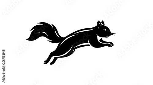 Fotografie A dynamic illustration of a running squirrel in mid-air leap with crossed wrench