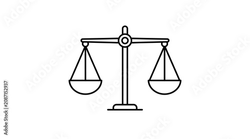 Tableau sur toile A balanced scale illustration with two empty plates on either side standing on a